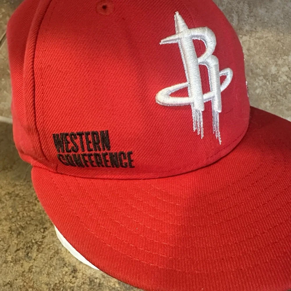 NBA Houston Rockets Red New Era 59FIFTY 5950 Fitted Cap‎ sz 7 3/8 Grey UV EUC